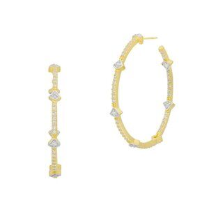 Freida Rothman Pave Arrow Hoop Earrings